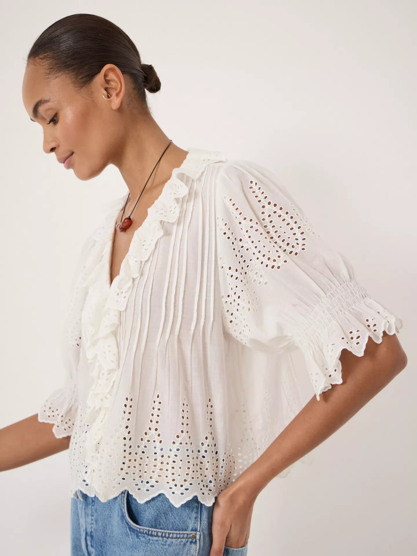 HUSH Koa Cotton Broderie Blouse