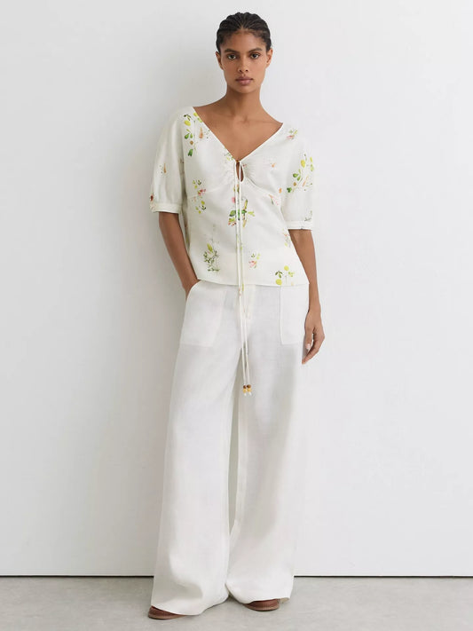 Reiss Quinny Floral Print Top