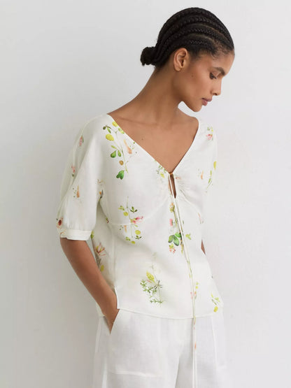 Reiss Quinny Floral Print Top