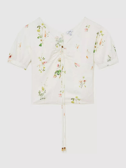 Reiss Quinny Floral Print Top