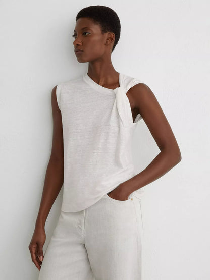 Reiss Linen Twist Detail T-Shirt