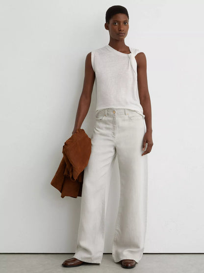 Reiss Linen Twist Detail T-Shirt