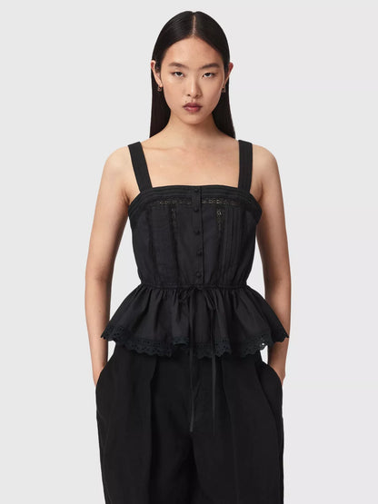 AllSaints Gwen Relaxed Fit Long Sleeve Peplum Blouse