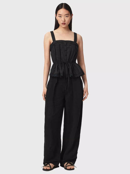 AllSaints Gwen Relaxed Fit Long Sleeve Peplum Blouse