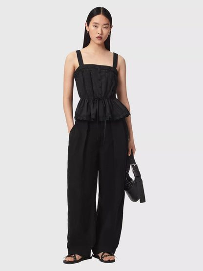 AllSaints Gwen Relaxed Fit Long Sleeve Peplum Blouse