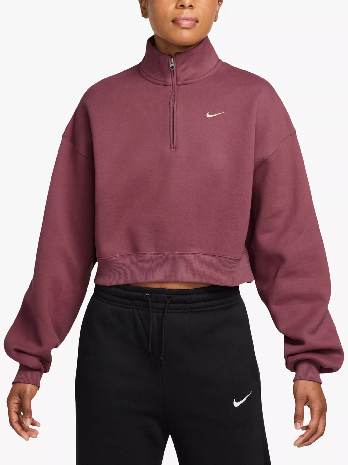 Nike Cotton Women's Quarter-Zip Fleece Pink