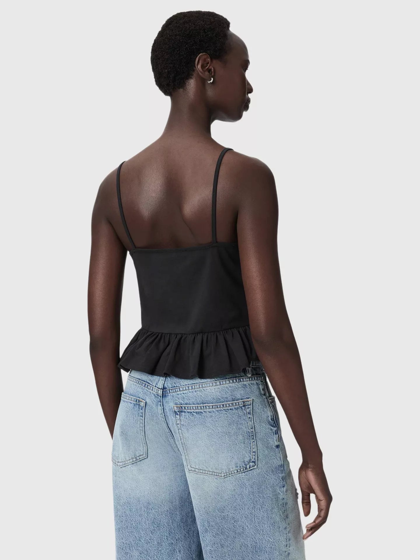 AllSaints Georgia Broderie Anglaise Cropped Cami Top Black