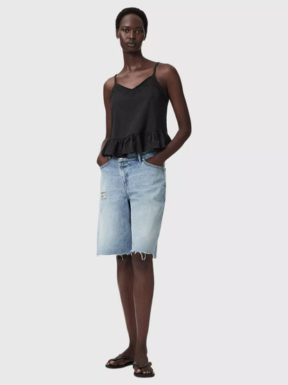 AllSaints Georgia Broderie Anglaise Cropped Cami Top Black