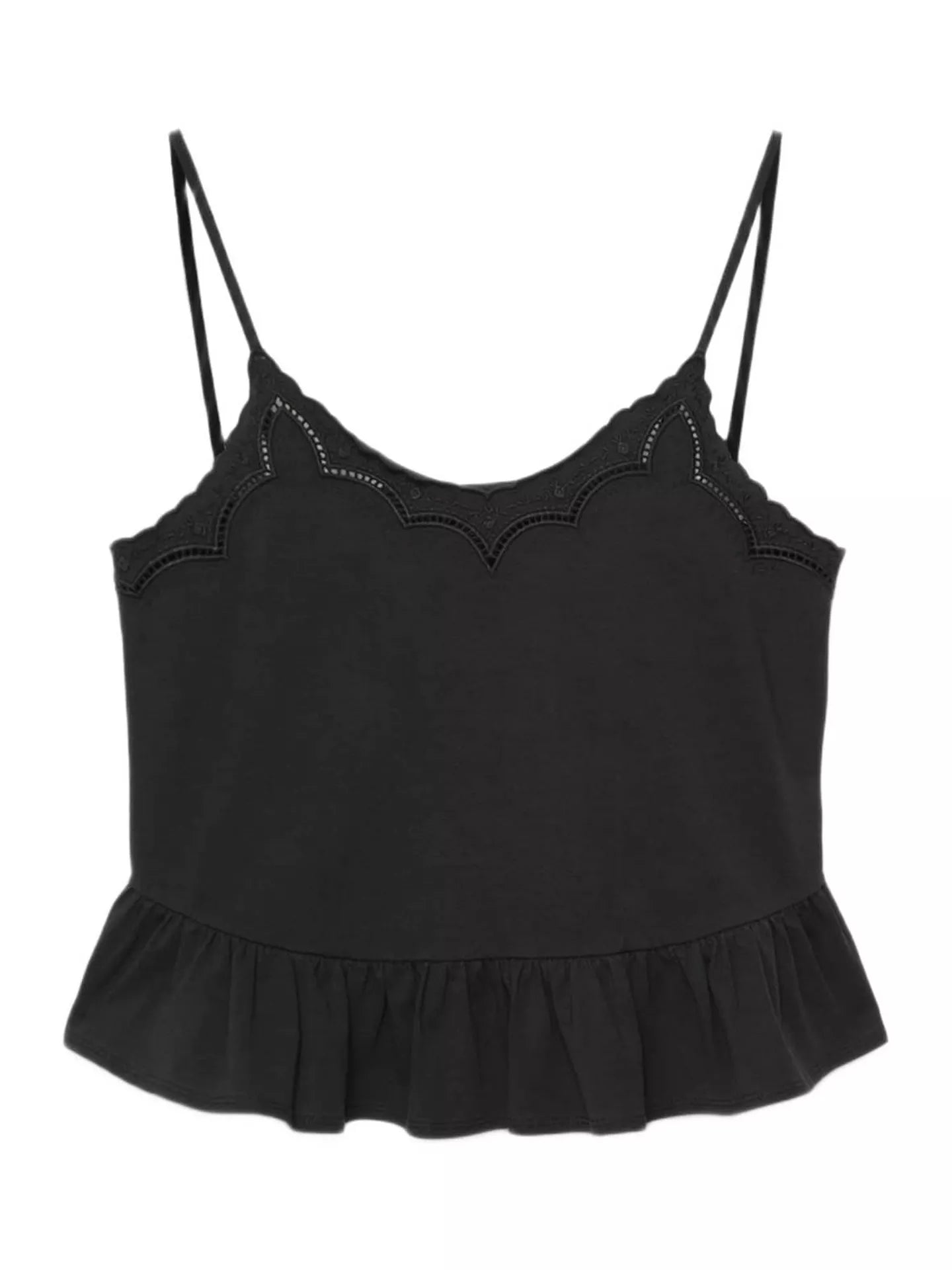 AllSaints Georgia Broderie Anglaise Cropped Cami Top Black