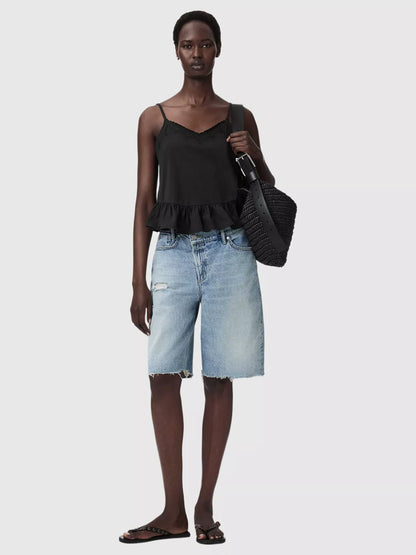 AllSaints Georgia Broderie Anglaise Cropped Cami Top Black