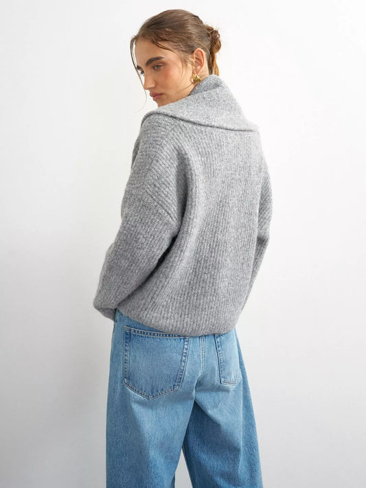 Topshop Rib Knit Shawl Neck Cardigan