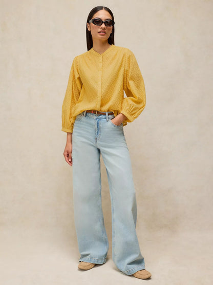 White Stuff Lana 3/4 Sleeve Cotton Blend Blouse