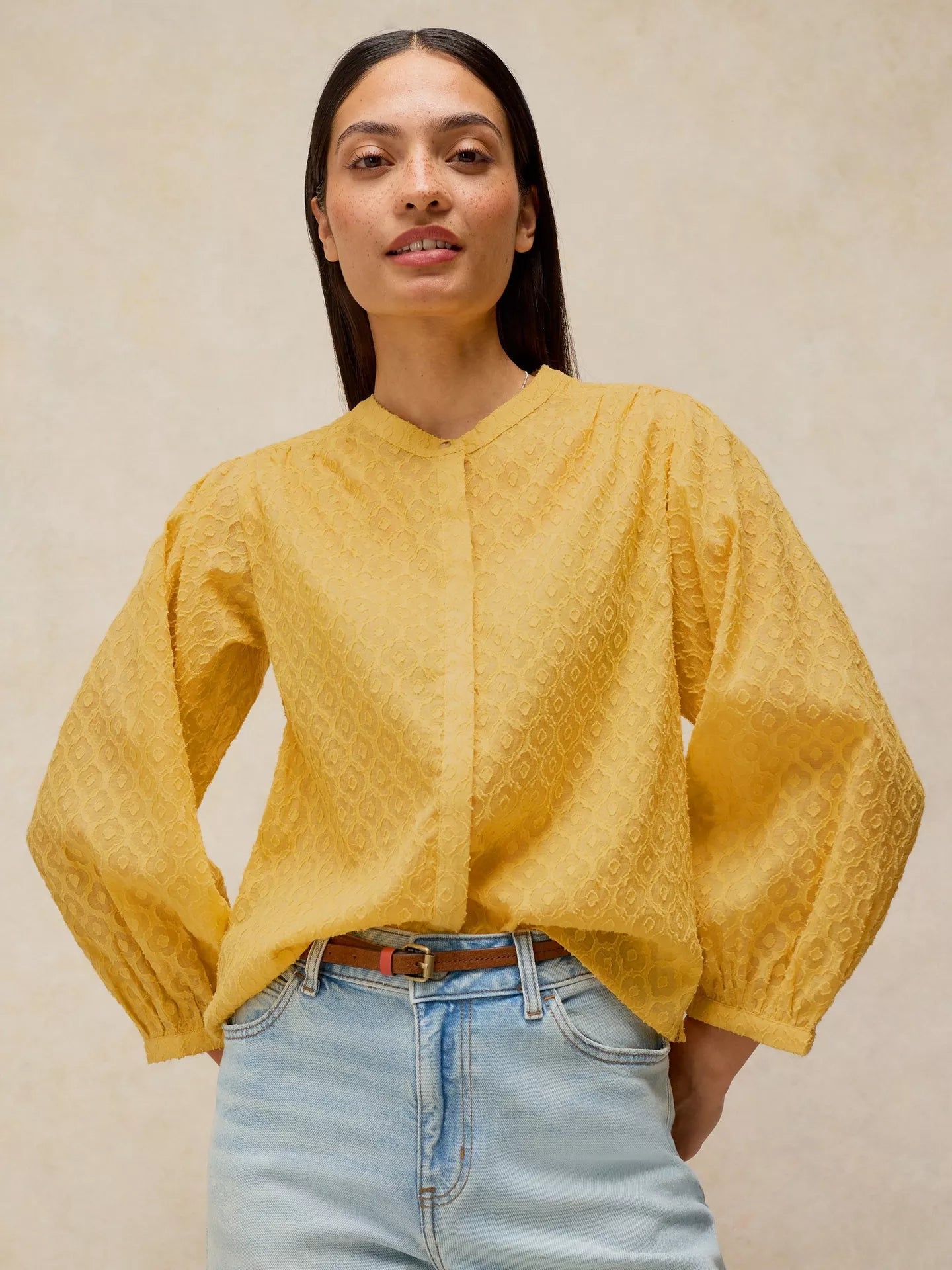 White Stuff Lana 3/4 Sleeve Cotton Blend Blouse