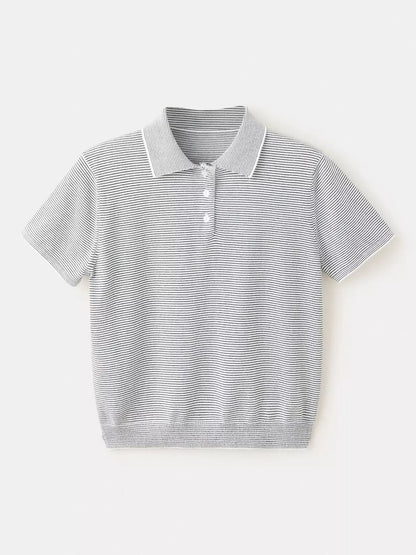 Mango Stripe Knit Polo Shirt