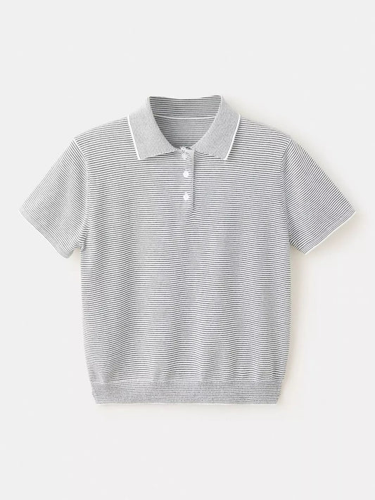 Mango Stripe Knit Polo Shirt