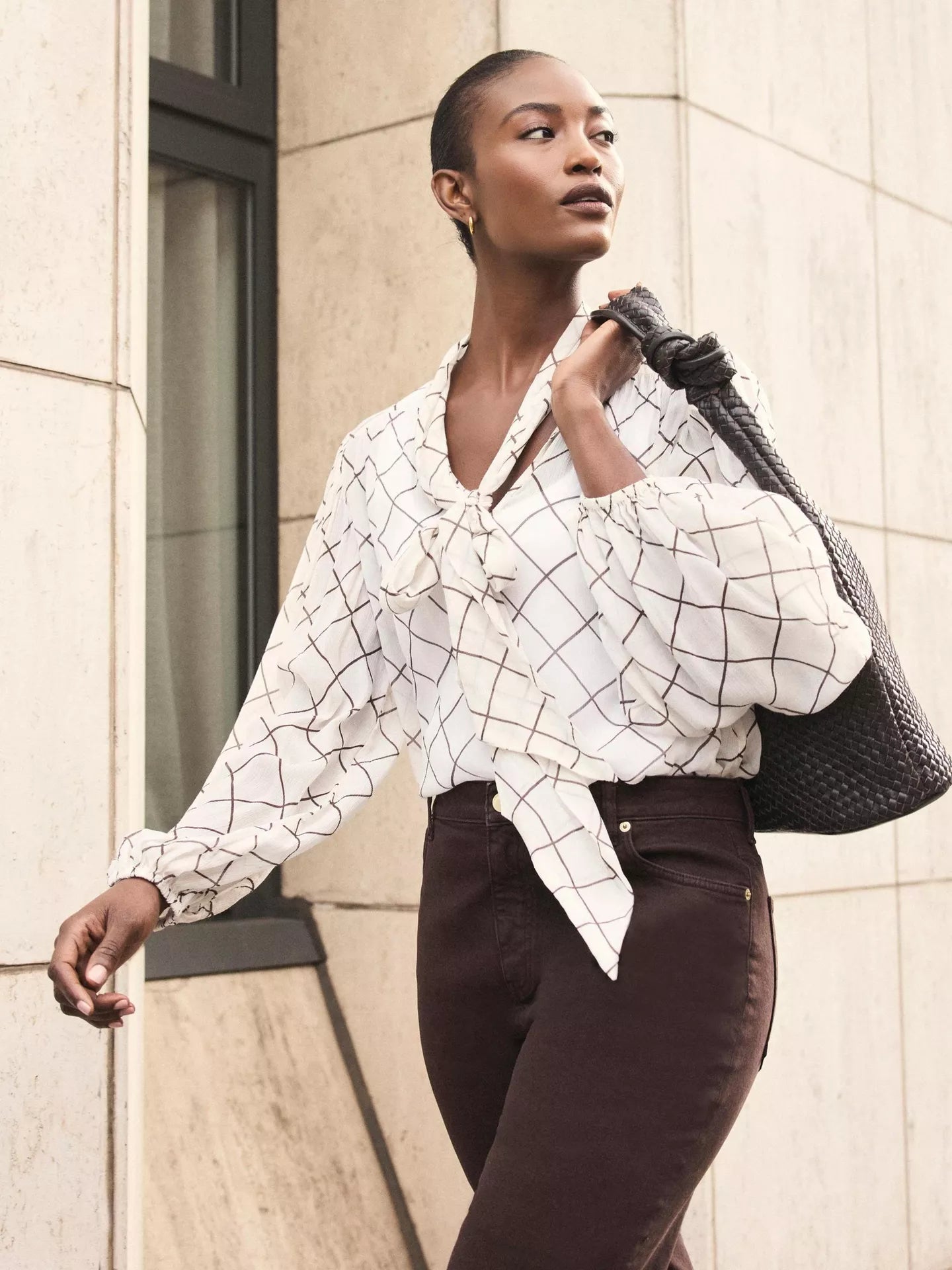 Mint Velvet Check Pussy Bow Blouse