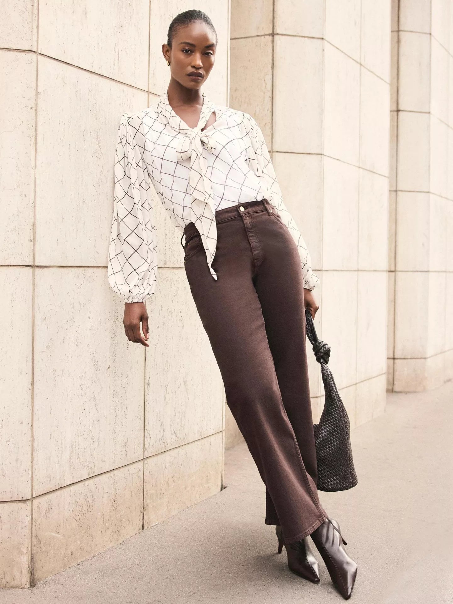 Mint Velvet Check Pussy Bow Blouse