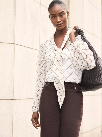 Mint Velvet Check Pussy Bow Blouse