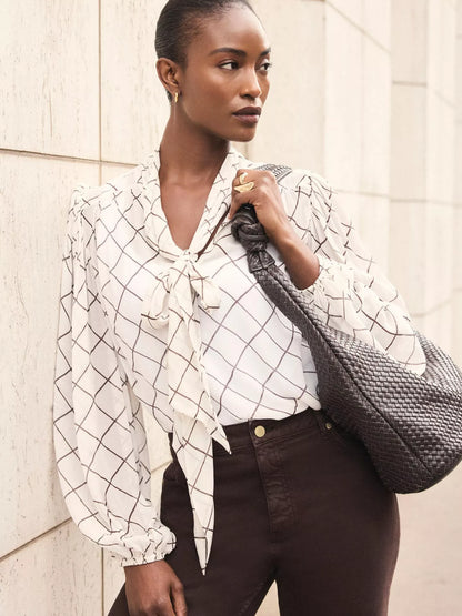 Mint Velvet Check Pussy Bow Blouse