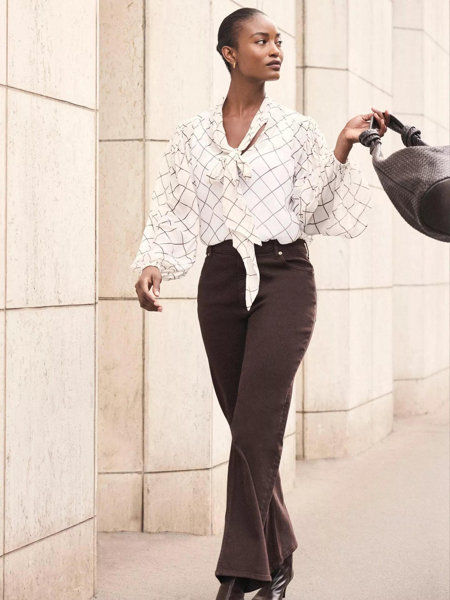 Mint Velvet Check Pussy Bow Blouse