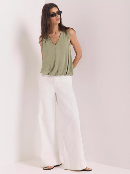 Mint Velvet V-Neck Green Khaki