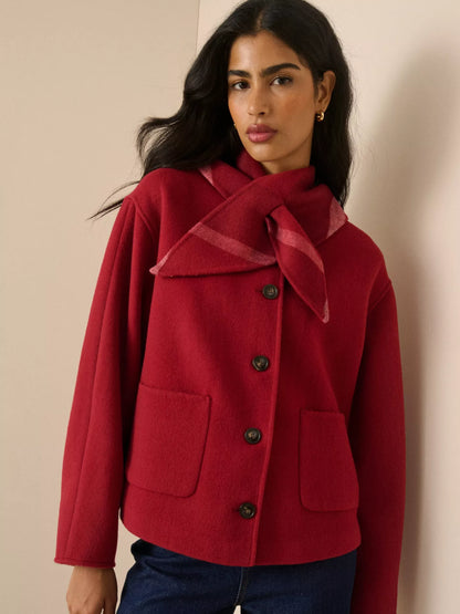 Nobody's Child Tie Neck Wool Blend Jacket