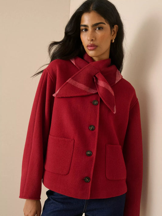 Nobody's Child Tie Neck Wool Blend Jacket
