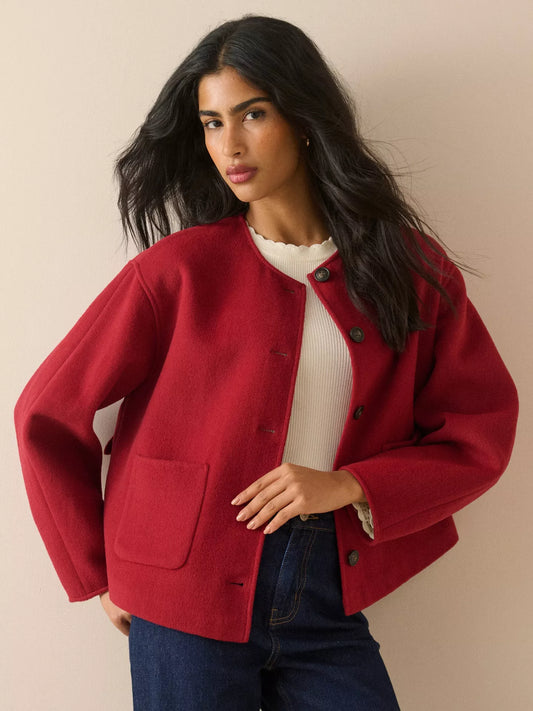 Nobody's Child Tie Neck Wool Blend Jacket