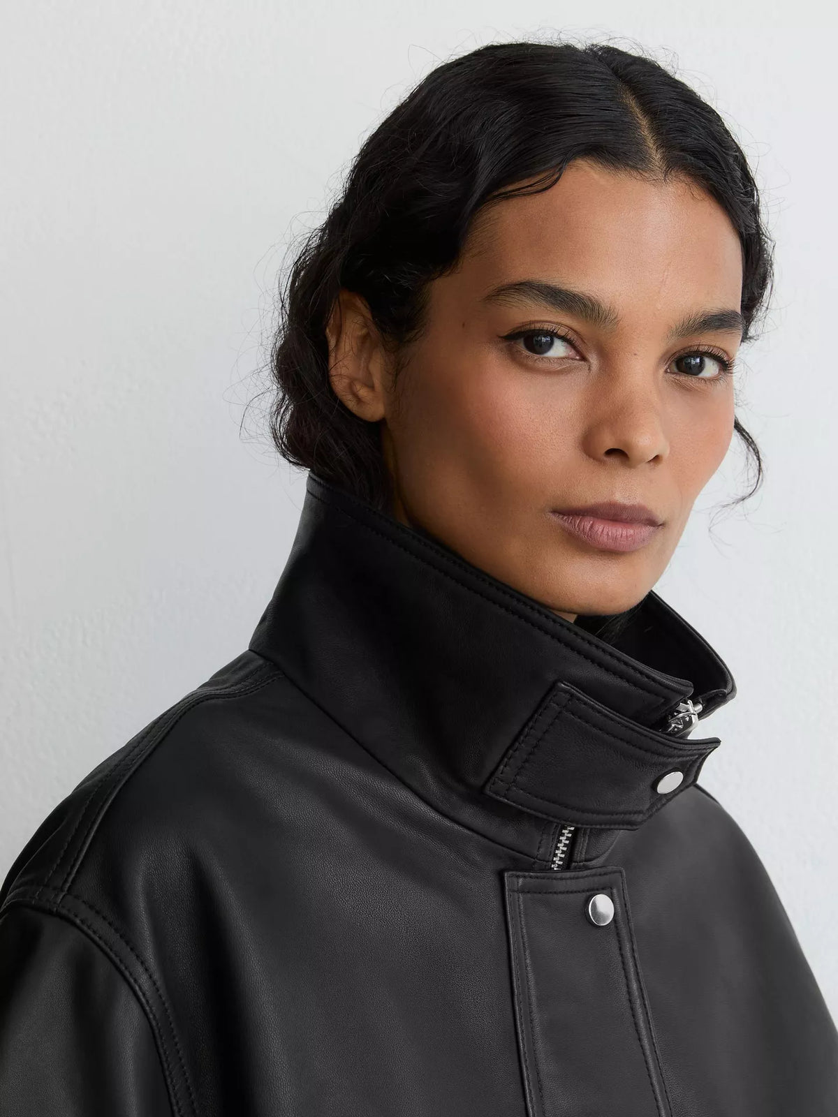 Reiss Cara Leather Bomber Jacket