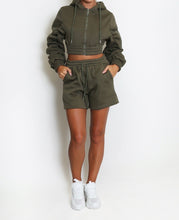 Load image into Gallery viewer, Crop Zip Hoodie &amp; Shorts
