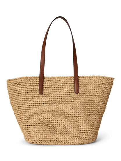 Ralph Lauren Crochet Straw Large Tote