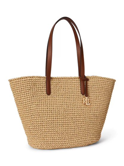 Ralph Lauren Crochet Straw Large Tote