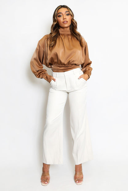 Satin High Neck Blouse