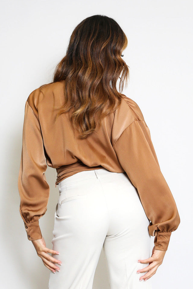Satin High Neck Blouse