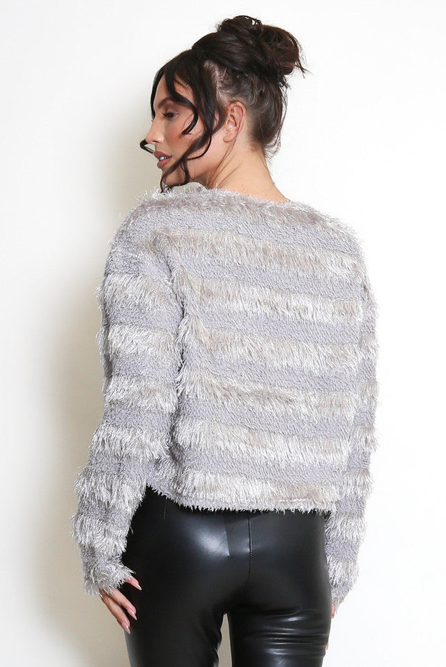 Mohair Ruffled Long Sleeve Top