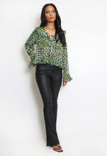 Load image into Gallery viewer, Leopard Print Ruffle Blouse
