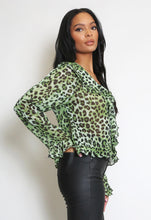 Load image into Gallery viewer, Leopard Print Ruffle Blouse
