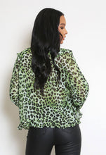 Load image into Gallery viewer, Leopard Print Ruffle Blouse
