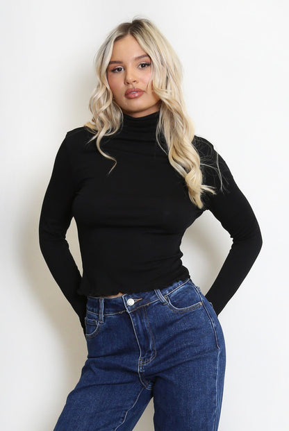 Roll Neck Long Sleeve (Black)