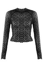 Load image into Gallery viewer, Round Neck Lace Sheer Top
