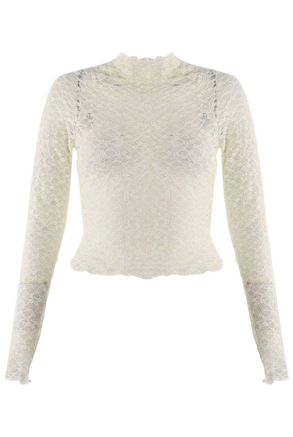 Round Neck Lace Sheer Top