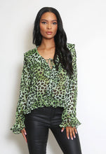 Load image into Gallery viewer, Leopard Print Ruffle Blouse
