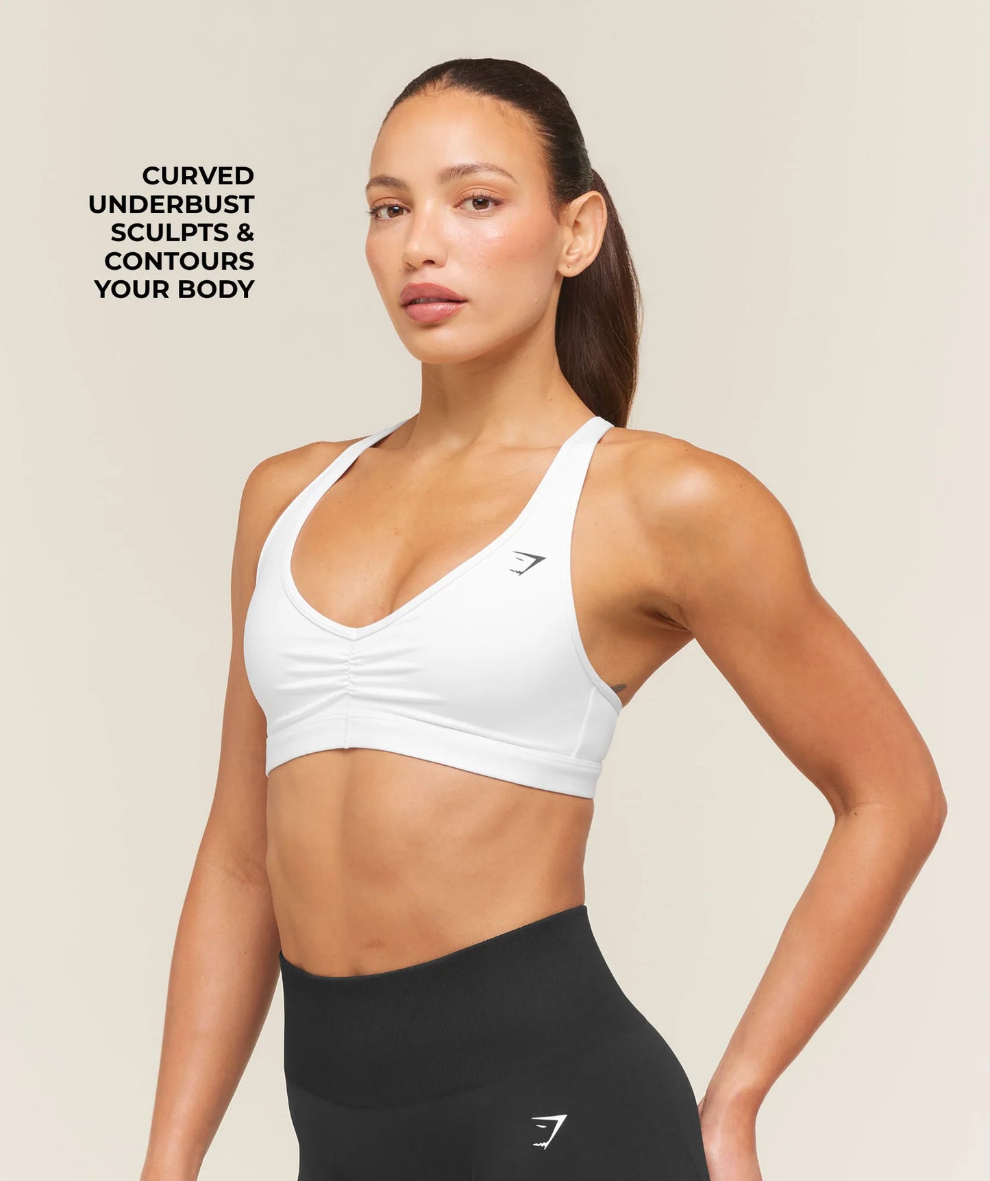 GymShark Ruched Sports Bra 2.0 White