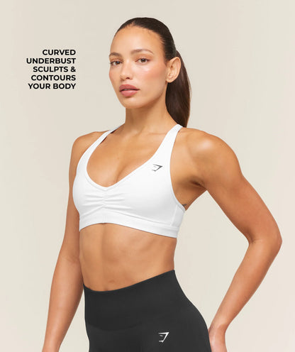 GymShark Ruched Sports Bra 2.0 White