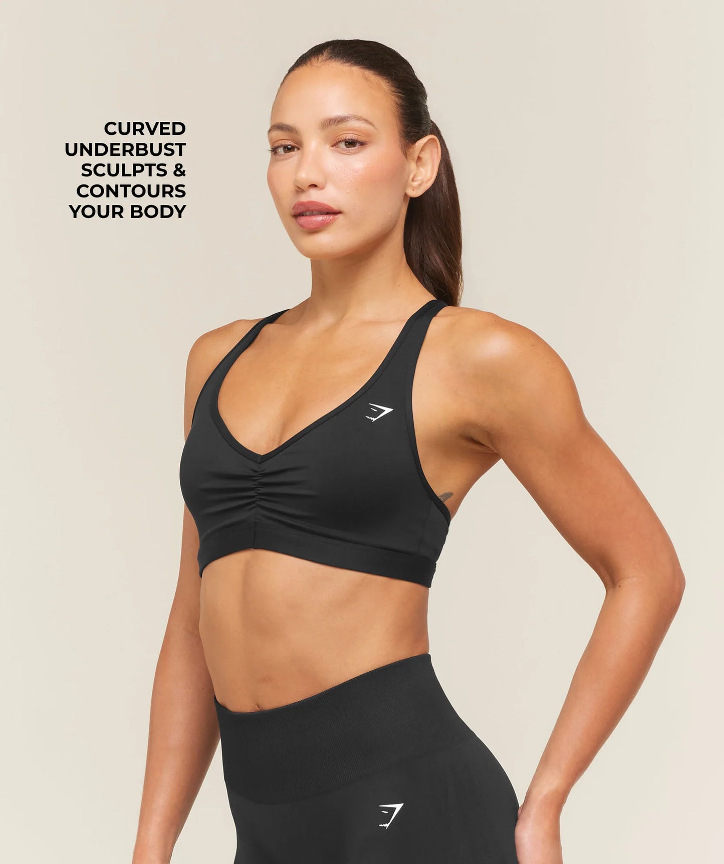 GymShark Ruched Sports Bra 2.0 Black