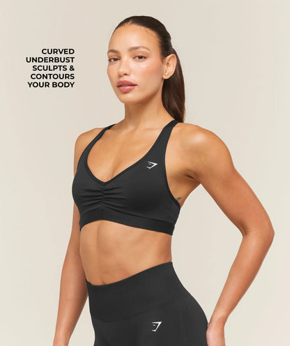 GymShark Ruched Sports Bra 2.0 Black