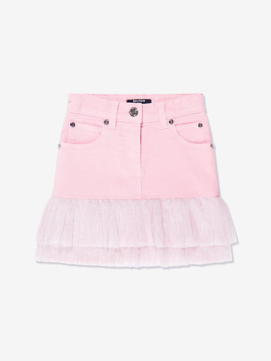 BALMAIN Kids Girls Pleated Hem Skirt