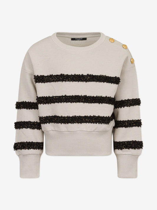 BALMAIN Kids Girls Striped Sweatshirt