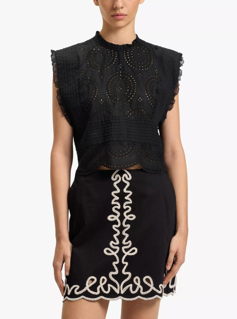 BOSS Broderie Crop Top