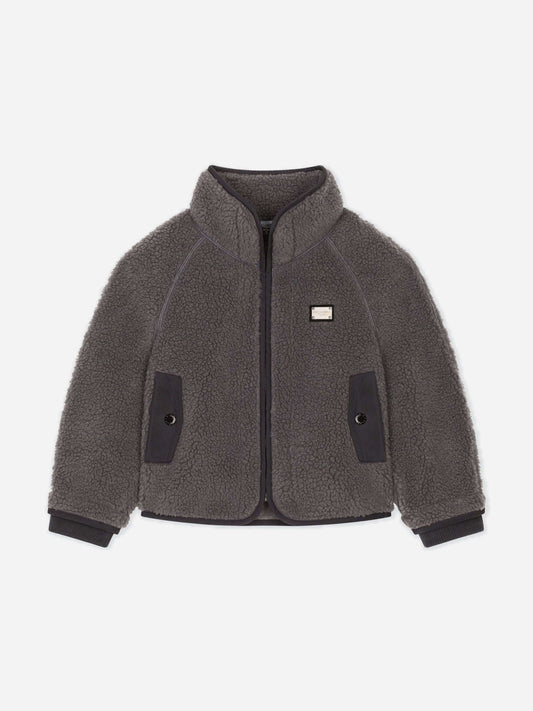 D&G KIDS Faux Shearling Jacket in Grey